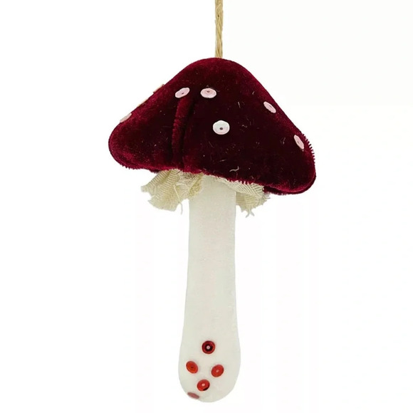 Midnight Magic Red Velvet Mushroom Christmas Ornament, NWT - Picture 2 of 8